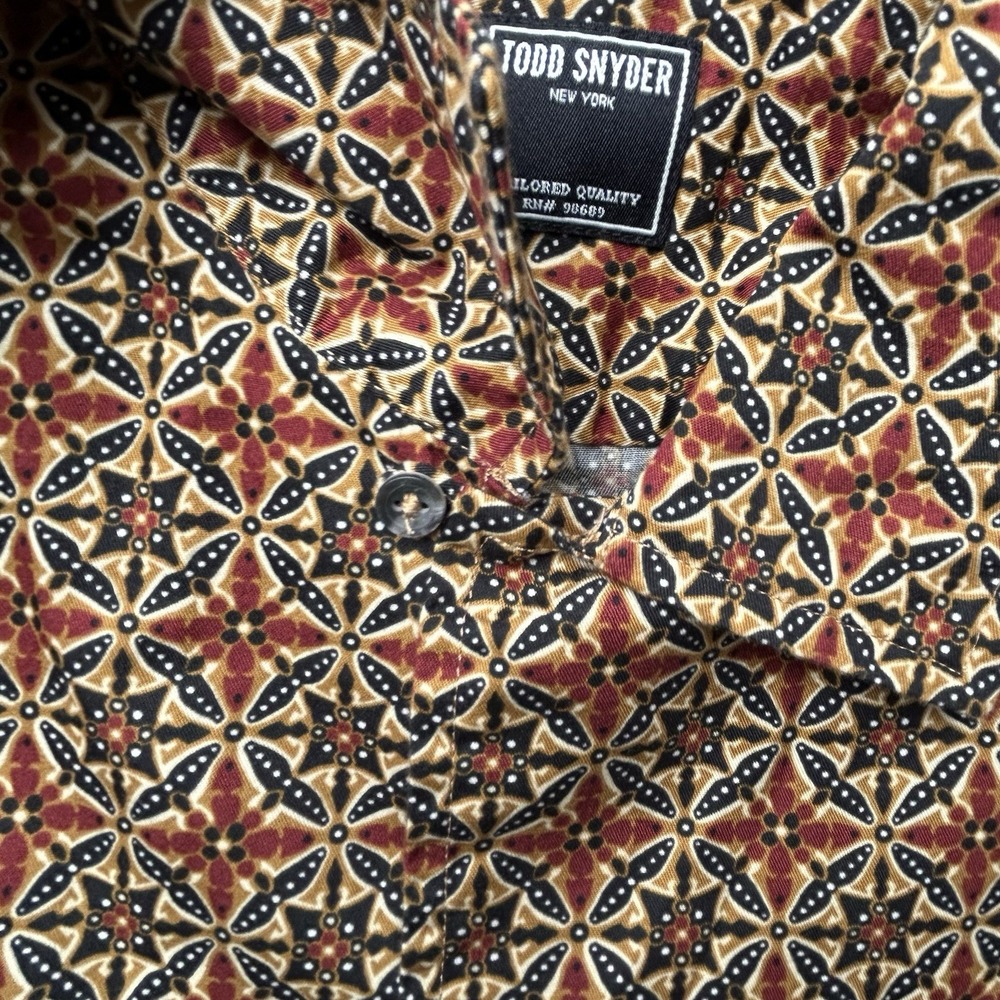 Todd Snyder Ceplok Geometric Pattern Long Sleeve Button Down Shirt Men's L - Picture 5 of 13